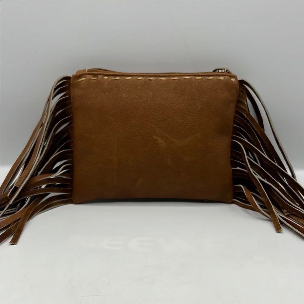 Fredd+Basha Brown‎ Fringe Clutch Boho Western Chic